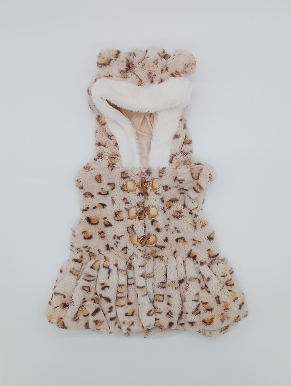Little Lass Toddler Girl Leopard Print Hooded Vest With Ears (2T)